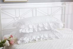 2-Pack Bright White Pillow Shams Pillowcases With Lace And Ruffles Cotton Queen Size 20"X30" Shabby Chic -Amazon Shop 413luNDs1TL