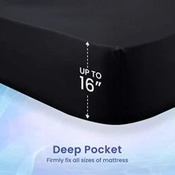 Co-Friendly King Size Bed Sheet Set 4 Piece - Soft & Breathable Microfiber Bedding Sheets Set - Including Flat Sheet, Fitted Sheet, Pillowcase (Black, King) -Amazon Shop 414157O7kkL