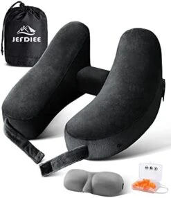 JefDiee Neck Pillows For Travel, Travel Pillow For Neck, Chin, Head Support, Airplane Pillow With Soft Washable Velour Cover, Hat, Portable Luxury Bag, 3D Sleep Mask And Earplugs (Black) 13 JefDiee Neck Pillows For Travel, Travel Pillow For Neck, Chin, Head Support, Airplane Pillow With Soft Washable Velour Cover, Hat, Portable Luxury Bag, 3D Sleep Mask And Earplugs (Black) -Amazon Shop 414LfQoBLaL. AC