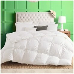 Luxurious Comforter All Seasons Solid Color Duvet Insert Brushed Poly-Cotton Shell Down-Proof Cozy Soft With Tabs, Queen, Year Round White