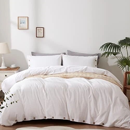 100% Washed Cotton Duvet Cover Set Breathable Soft King Light Brown Duvet Cover 3 Pieces Solid Color Bedding Set With Buttons Closure Comforter Cover Set (1 Duvet Cover +2 Shams) 11 100% Washed Cotton Duvet Cover Set Breathable Soft King Light Brown Duvet Cover 3 Pieces Solid Color Bedding Set With Buttons Closure Comforter Cover Set (1 Duvet Cover +2 Shams) - Image 11