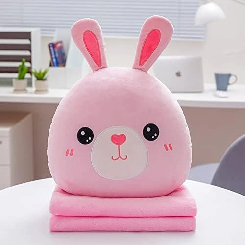 Unlockgift Cute Animal Soft Travel Blanket And Pillow Set Compact Travel Pillow With Blanket For Airplane, Car, Camping, Office, Train-Strawberry 5 Unlockgift Cute Animal Soft Travel Blanket And Pillow Set Compact Travel Pillow With Blanket For Airplane, Car, Camping, Office, Train-Strawberry - Image 5