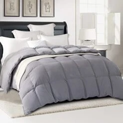 Fusion Goose Down Comforter King Size Fluffy Lightweight All Season Duvet Insert,650 Fill Power, 100% Cotton Shell With Corner Tabs, Grey…
