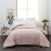 Comforter Twin Pink Ultra Warm Fluffy Down Duvet Lightweight Premium Brushed Microfiber 250GSM Soft And Comfortable