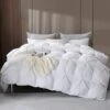Pinch Pleat Goose Feathers Down Comforter Queen/Full Size, Ultra Soft Cotton Blend Cover, Luxury Fluffy Duvet Insert With 8 Corner Tabs, All-Season Medium Warm Bed Comforter(White, 90"x90")