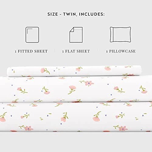 4 Piece Twin Bedding Sheet Set (Pink Floral) - Sleep Better Than Ever With These Ultra-Soft & Cooling Bed Sheets For Your Twin Size Bed - Deep Pocket Fits 16" Mattress 4 4 Piece Twin Bedding Sheet Set (Pink Floral) - Sleep Better Than Ever With These Ultra-Soft & Cooling Bed Sheets For Your Twin Size Bed - Deep Pocket Fits 16" Mattress - Image 4