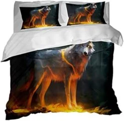 GRANKER 3 Piece Bed Set White Wolf In The Light For All Season, Men/Women Bedroom Hotel Dormitory Guest Room53x79in/135cmX200cm -Amazon Shop 4173sLcVQ7L. AC