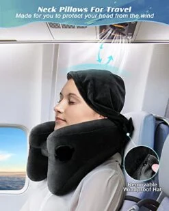 JefDiee Neck Pillows For Travel, Travel Pillow For Neck, Chin, Head Support, Airplane Pillow With Soft Washable Velour Cover, Hat, Portable Luxury Bag, 3D Sleep Mask And Earplugs (Black) 9 JefDiee Neck Pillows For Travel, Travel Pillow For Neck, Chin, Head Support, Airplane Pillow With Soft Washable Velour Cover, Hat, Portable Luxury Bag, 3D Sleep Mask And Earplugs (Black) -Amazon Shop 417CW3VsPUL