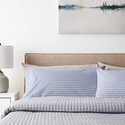 Lacoste 100% Cotton Percale Pillowcase Pair, Herringbone Print, Vintage Indigo, King -Amazon Shop 417DpkEHCZL