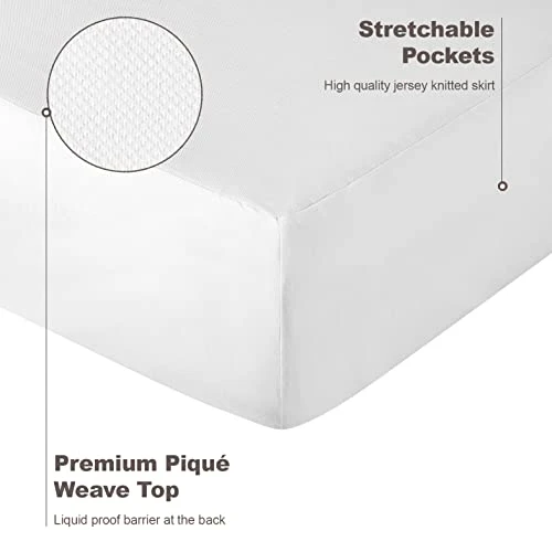 Ioweaves Organic Waterproof Mattress Protector – GOTS Certified Organic Cotton King Mattress Cover With Breathable Piqué Weave Top Layer – 20 Inch Deep Pocket, White 4 Ioweaves Organic Waterproof Mattress Protector – GOTS Certified Organic Cotton King Mattress Cover With Breathable Piqué Weave Top Layer – 20 Inch Deep Pocket, White - Image 4