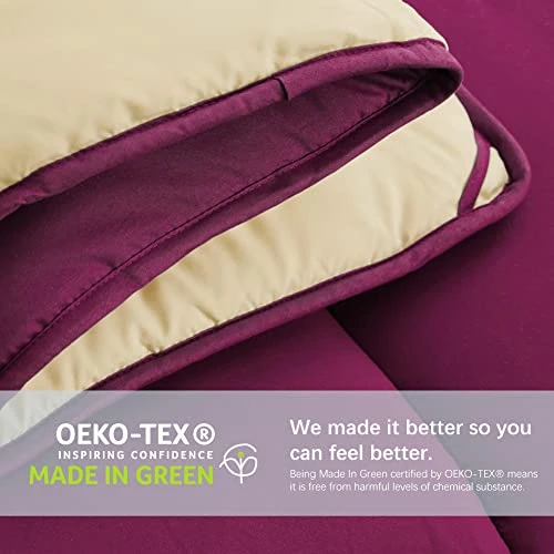 Full/Queen Duvet Insert Lightweight Soft Comforter Down Alternative Fluffy Warm Breathable Spring Summer All Season Reversible Bed Quilted Burgundy/Wheat 6 Full/Queen Duvet Insert Lightweight Soft Comforter Down Alternative Fluffy Warm Breathable Spring Summer All Season Reversible Bed Quilted Burgundy/Wheat - Image 6