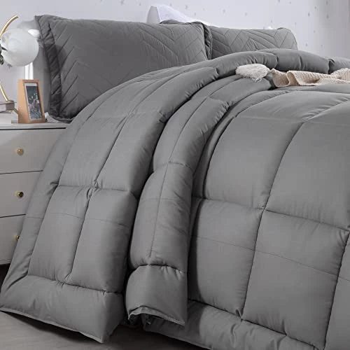HOMBYS Super Fluffy 120“ X 120” Oversized King Warm Bedding Comforter With 116 Oz Filling, Thick Duvet Insert Down Alternative Comforter With 8 Corner Tabs, Grey 4 HOMBYS Super Fluffy 120“ X 120” Oversized King Warm Bedding Comforter With 116 Oz Filling, Thick Duvet Insert Down Alternative Comforter With 8 Corner Tabs, Grey - Image 4