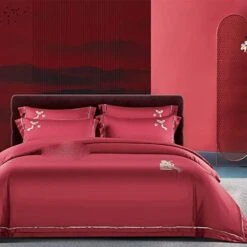 LEIGE Cotton Wedding Cotton Four-Piece Villa Wedding Skin-Friendly Soft Four-Piece Bedding (Color : E, Size : 220 * 240cm) -Amazon Shop 417ta426M8L. AC