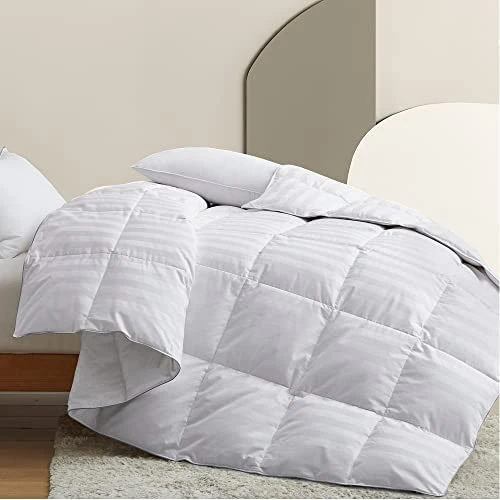 Luxurious All Season Down Comforter Hotel Collection White Stripe 100% Cotton Shell 500 Thread Count Super Soft Medium Warmth Duvet Insert, Cal King 2 Luxurious All Season Down Comforter Hotel Collection White Stripe 100% Cotton Shell 500 Thread Count Super Soft Medium Warmth Duvet Insert, Cal King - Image 2