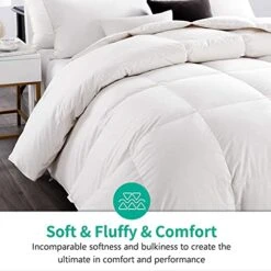 Lightweight Goose Feathers Down Comforter King, Cooling Feathers Down Duvet For Warm Weather -100% Organic Cotton, 750 Fill Power Down Quilt Thin Summer Duvet Insert (Ivory White, 106x90) -Amazon Shop 419ODSQyHcS