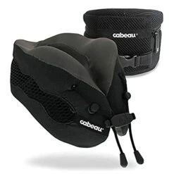 Cabeau Evolution Cool Travel Neck Pillow Cooling Airflow Vents, Memory Foam Neck Support, And Adjustable Clasp - Comfort On-The-Go With Carrying Case - Airplane, Train, Car, And Gaming (Black)