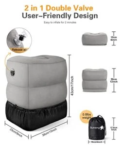 Sunany Inflatable Foot Rest Pillow For Travel, Kids/Adults Airplane Travel Pillow-Adjustable Height Cushions,for Kids To Sleep While Traveling,Suitable For Office, Home And Any Travell (1 Pack) -Amazon Shop 41BQrBJd2hL