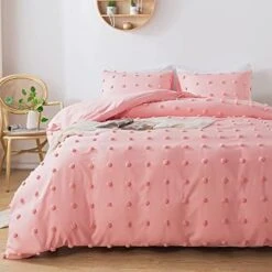 White Tufted Dot Duvet Cover Queen Size (90x90 Inch), 3 Pieces (1 Jacquard Duvet Cover, 2 Pillowcases) All Season Soft Washed Microfiber Duvet Cover Set With Zipper Closure, Corner Ties -Amazon Shop 41BTUwbprML. AC 2