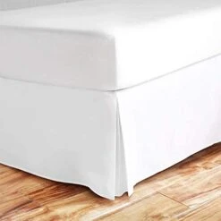 Split Corner Bed Skirt 16 Inch Drop Queen Size 100% Natural Cotton Hotel Quality Queen Size, White Solid
