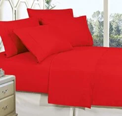 Eline Linen Best, Softest, Coziest Bed Sheets Ever! 1800 Thread Count Egyptian Quality Wrinkle-Resistant 4-Piece Sheet Set With Deep Pockets, Full Red