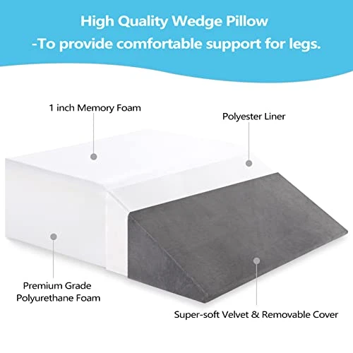 Joybest Leg Elevation Pillow With Removable Cover 8 Inch Memory Foam Leg Rest Pillow For Sleeping, Blood Circulation Wedge Pillows Relieve Leg, Knee, Hip And Lower Back Pain (Grey) 1 Joybest Leg Elevation Pillow With Removable Cover 8 Inch Memory Foam Leg Rest Pillow For Sleeping, Blood Circulation Wedge Pillows Relieve Leg, Knee, Hip And Lower Back Pain (Grey)