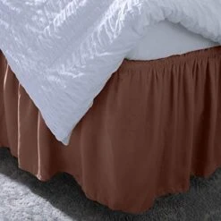 Wrap Around Bed Skirt | Queen Or King | 14” Drop | Dust Ruffle | Bedding | Elastic Stretch Fit | Chocolate Brown -Amazon Shop 41CpQWKnOvL