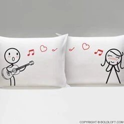 OLDLOFT Love Me Tender Couples Pillowcases-Love Gifts For Girlfriend-Wife Gifts From Husband-Gifts For Couples Valentines Day Wedding Cotton Anniversary-Guitarist Gifts For Men