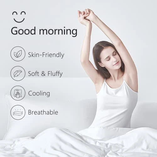 Premium 2100 Series Queen Comforter All Season Breathable Cooling White Comforter Soft 4D Spiral Fiber Quilted Down Alternative Duvet With Corner Tabs Luxury Hotel Style (88"x88") 2 Premium 2100 Series Queen Comforter All Season Breathable Cooling White Comforter Soft 4D Spiral Fiber Quilted Down Alternative Duvet With Corner Tabs Luxury Hotel Style (88"x88") - Image 2