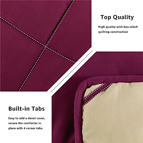 Full/Queen Duvet Insert Lightweight Soft Comforter Down Alternative Fluffy Warm Breathable Spring Summer All Season Reversible Bed Quilted Burgundy/Wheat 4 Full/Queen Duvet Insert Lightweight Soft Comforter Down Alternative Fluffy Warm Breathable Spring Summer All Season Reversible Bed Quilted Burgundy/Wheat - Image 4