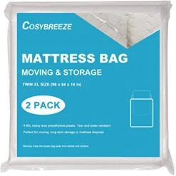 [2-Pack] Mattress Bag For Moving, Mattress Storage Bag, 4 Mil Twin XL Size, Super Thick - Heavy Duty, Protecting Mattress Long-Term Storage And Disposal - 54 X 96 Inch