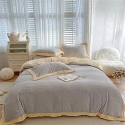 WALNUT Super Soft Comfortable Plush Quilt Cover Pillow Sheet Carved Velvet Duvet Cover Beige Queen Double 4 Pieces (Color : D, Size : 200 * 230cm)