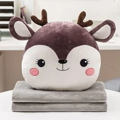 Unlockgift Cute Animal Soft Travel Blanket And Pillow Set Compact Travel Pillow With Blanket For Airplane, Car, Camping, Office, Train-Strawberry 22 Unlockgift Cute Animal Soft Travel Blanket And Pillow Set Compact Travel Pillow With Blanket For Airplane, Car, Camping, Office, Train-Strawberry -Amazon Shop 41DlzdR9b9L. AC