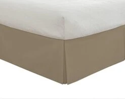 12" Drop Length Hotel Quality 600TC 1PC Pleated Bed Skirt 100% Egyptian Cotton 600 Thread Count (Queen, Taupe Solid)