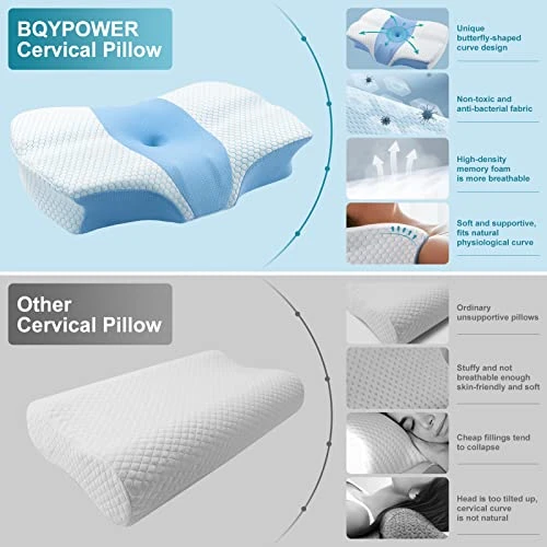 BQYPOWER Cervical Pillow For Neck And Shoulder Pain Relief Sleeping, Contour Memory Foam Pillow, Ergonomic Orthopedic Neck Support Pillow For Side Back And Stomach Sleepers 4 BQYPOWER Cervical Pillow For Neck And Shoulder Pain Relief Sleeping, Contour Memory Foam Pillow, Ergonomic Orthopedic Neck Support Pillow For Side Back And Stomach Sleepers - Image 4