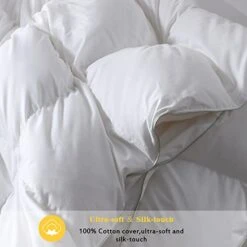 All Season Goose Down Comforter Corner Tabs-Baffle Box Design Duvet Insert Queen Size-Ultra Soft 750 Fill Power 46 Oz Feather Down Fill-Hotel Collection-Medium Warmth (90x90, White)