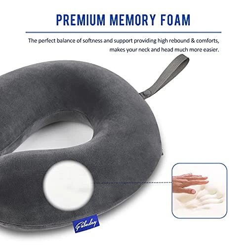 Travel Pillow Memory Foam For Airplanes - Neck Pillow For Traveling, Car, Home, Flight Pillow For Sleeping With Attachable Snap Strap Soft Washable Cover, Provide Head Neck Support Rest, Dark Gray 4 Travel Pillow Memory Foam For Airplanes - Neck Pillow For Traveling, Car, Home, Flight Pillow For Sleeping With Attachable Snap Strap Soft Washable Cover, Provide Head Neck Support Rest, Dark Gray - Image 4