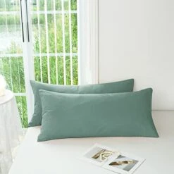 Super Soft Pillowcase - Washed Microfiber Lightweight Pillow Cases Body Size Sage Green 1PCS, Easy Care And Fade Resistant Stain Resistant 20x54 Inches -Amazon Shop 41EylzFyuML