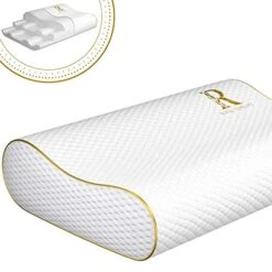 Royal Therapy Queen Memory Foam Pillow, Pharmonis USA, Neck Pillow Bamboo Adjustable Side Sleeper Pillow For Neck & Shoulder, Support For Back, Stomach, Side Sleepers, Orthopedic Contour Pillow