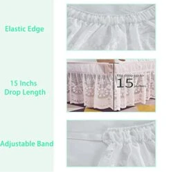 White Lace Bed Skirt Queen,Wrap Around Bed Skirt,15''Drop Elastic Trimmed Pleated Bed Skirts for Adjustable Bed Easy Fit -Amazon Shop 41FHFE8Ox4L
