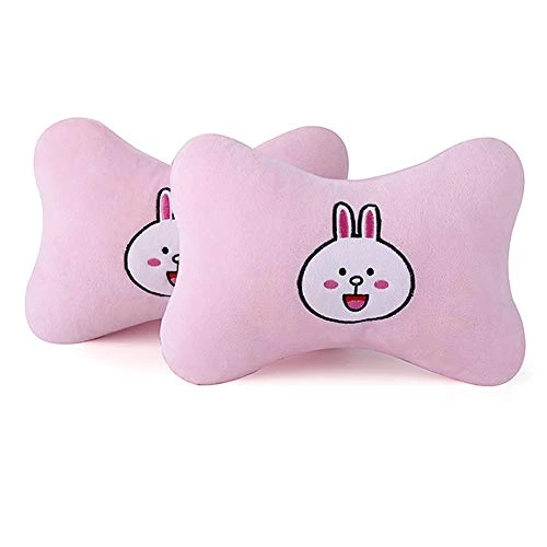Tianmei 2PCS Cute Cartoon Pattern Car Headrest Pillow, Neck Rest Cushion Pillow, Car Neckrest Pad Head Support Pillow (Pink Rabbit - 1 Pair) 2 Tianmei 2PCS Cute Cartoon Pattern Car Headrest Pillow, Neck Rest Cushion Pillow, Car Neckrest Pad Head Support Pillow (Pink Rabbit - 1 Pair) - Image 2