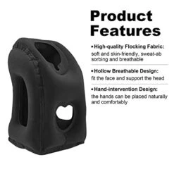 ExiBryony Inflatable Travel Pillow Sleeping Support Neck And Head Comfortably, Used For Airplane/Train/Office/Car, Anti-Asphyxiation (Black) -Amazon Shop 41GdEIvsllL