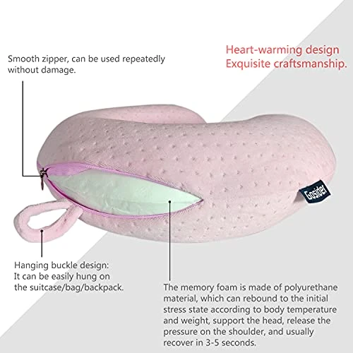 Gosider Neck Pillows For Sleeping Travel Pink Travel Pillow Comfortable U Shape Memory Foam Pillows Neck And Head Support Portable Travel Neck Pillow Suitable For Planes, Trains, Self-Driving Cars 3 Gosider Neck Pillows For Sleeping Travel Pink Travel Pillow Comfortable U Shape Memory Foam Pillows Neck And Head Support Portable Travel Neck Pillow Suitable For Planes, Trains, Self-Driving Cars - Image 3