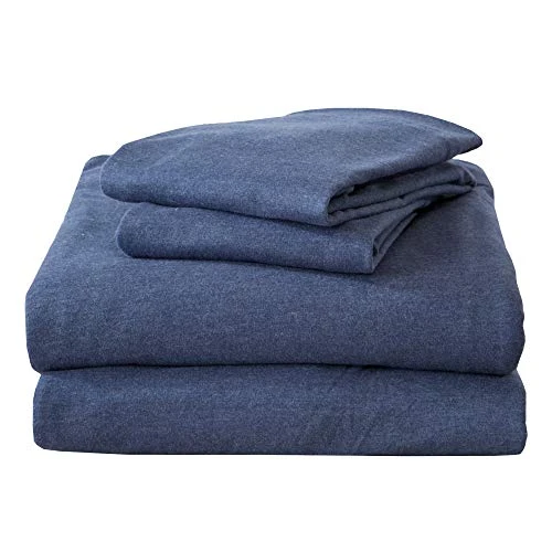 Full Flannel Jersey Knit Sheets. All Season, Soft, Cozy T-Shirt Sheet Set. Cotton Blend Bed Sheets. Cozy Flex Collection (Full, Navy) 2 Full Flannel Jersey Knit Sheets. All Season, Soft, Cozy T-Shirt Sheet Set. Cotton Blend Bed Sheets. Cozy Flex Collection (Full, Navy) - Image 2