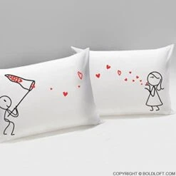 OLDLOFT Catch My Love Couples Pillowcases-His And Hers Gifts For Husband Boyfriend Anniversary Couples Gifts For Wedding Engagement Valentines Wedding Anniversary Dating Long Distance Relationships