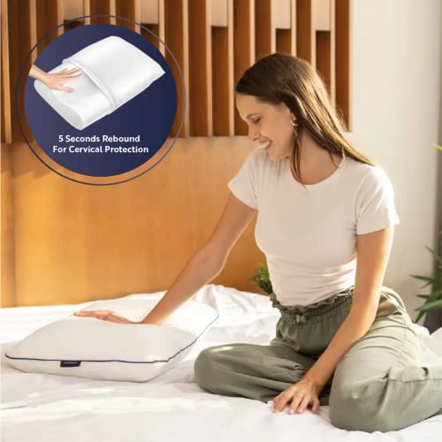 English Home Memory Foam Pillows, Bed Pillow For Sleeping, Ergonomic Pillow, Cervical Pillow For Neck Pain Relief, Orthopedic Pillows, Side Sleeper Pillow, Medium Firm Memory Foam Pillow, 24" L 16" W 4 English Home Memory Foam Pillows, Bed Pillow For Sleeping, Ergonomic Pillow, Cervical Pillow For Neck Pain Relief, Orthopedic Pillows, Side Sleeper Pillow, Medium Firm Memory Foam Pillow, 24" L 16" W - Image 4
