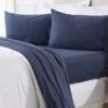 Full Flannel Jersey Knit Sheets. All Season, Soft, Cozy T-Shirt Sheet Set. Cotton Blend Bed Sheets. Cozy Flex Collection (Full, Navy)