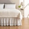 Wrap Around Ruffled Lace Bed Skirt, Elastic Dust Ruffle With Adjustable Belts,15 Inch Drop Easy To Put On, Bed Frame Cover, Machine Washable (Ruffled Lace, Full/Twin-15)
