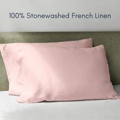 Linen Pillow Covers Set Of 2, Pure Natural French Linen Pillow Case, Standard, 20x30 Inches, Blush Pink