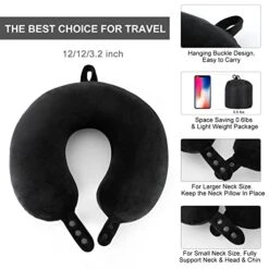 Travel Neck Pillow, Best Memory Foam Airplane Pillow For Head Support Soft Adjustable Pillow For Plane, Car & Home Recliner Use (Black) 16 Travel Neck Pillow, Best Memory Foam Airplane Pillow For Head Support Soft Adjustable Pillow For Plane, Car & Home Recliner Use (Black) -Amazon Shop 41J2GOhN4tL