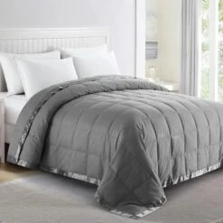 ® Blankets King Size - Soft Lightweight Down Blanket For All Seasons, Cozy Warm Luxury Bed Blanket With Satin Trim, 100% Cotton Cover, Dark Grey (108"X90") -Amazon Shop 41J55QOWxLL. AC